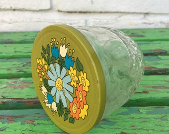 Vintage Ball Quilted Crystal Floral Jelly Jar