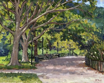 Oil Landscape Painting, Muscota Marsh, Inwood Hill Park NYC. Small Oil on Panel, Plein Air Impressionist Fine Art, 8x10 Signed Original