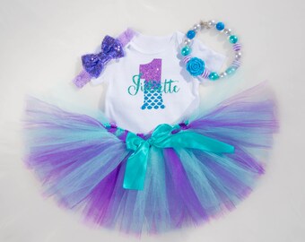 Mermaid First Birthday Outfit Girl | Little Mermaid 1st Birthday Outfit for Baby Girls | Under the Sea Birthday | Personalized Outfit
