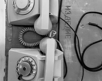 Vintage Rotary Phone / Gray retro phone Soviet vintage 1969