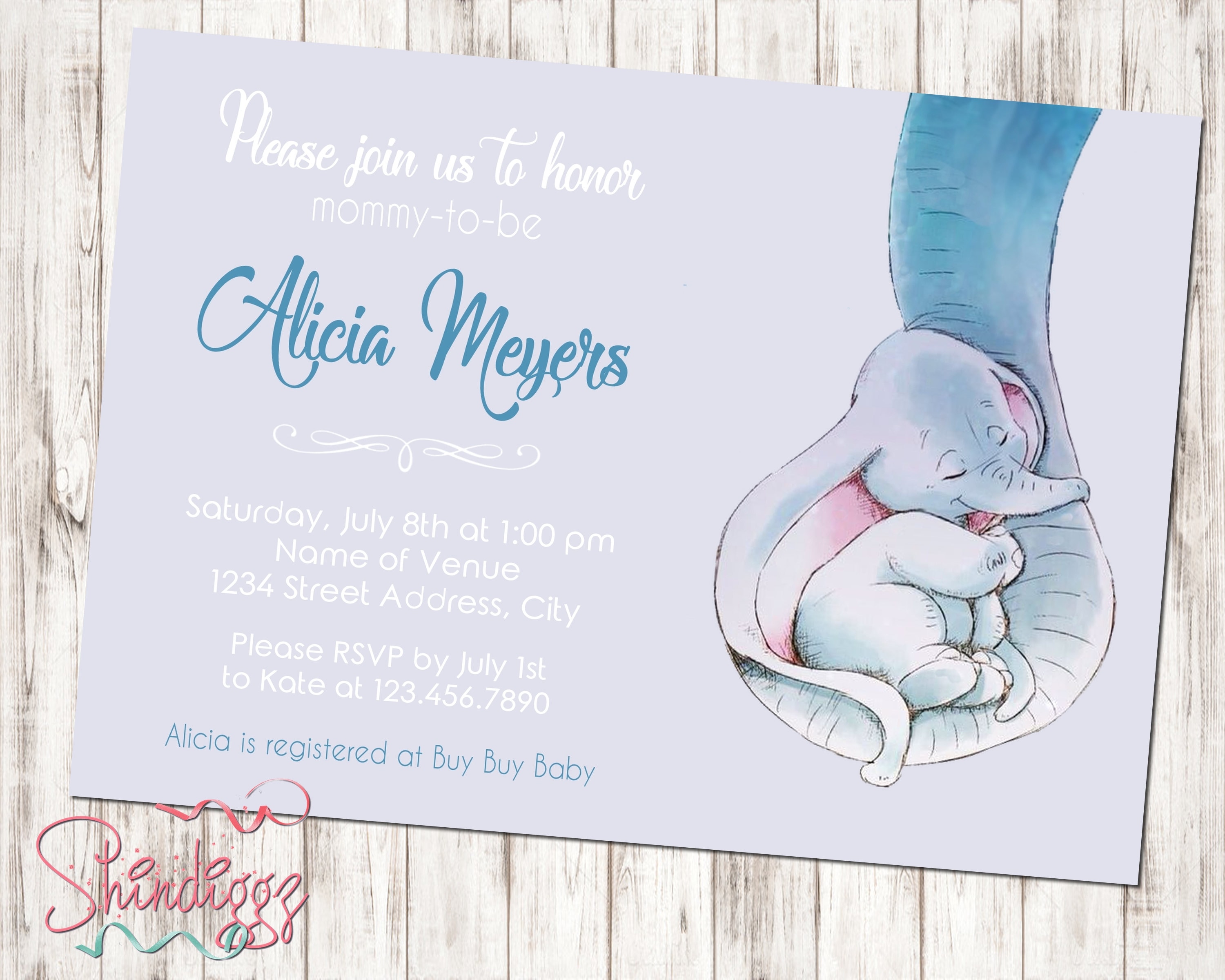 Dumbo Baby Shower Invitation Baby Dumbo Elephant Shower