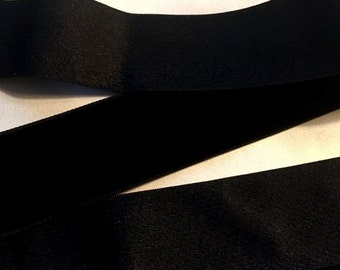 Vintage 1930's French Silk Velvet Ribbon 1 7/16 Inch Gorgeous Jet Black
