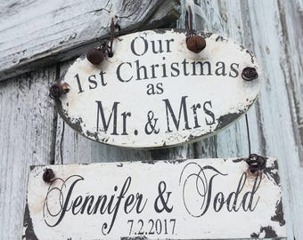 Our First Christmas Personalized Christmas Ornament | MR & MRS Christmas Ornament | Wedding Ornament | Just Married Ornament | 1st Christmas