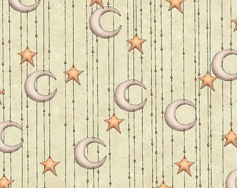 Santoro Adrift Mermaid Moon Stripe Light Sage cotton woven fabric