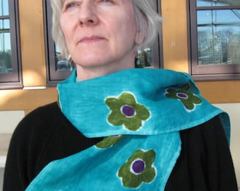 Hand Painted Linen Scarf, Linen Scarf, Hand Painted Scarf, Hand dyed Scarf