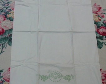 Vintage Pillowcase Stamped for Embroidery Pillow Tubing, 21 x 34" Cotton Percale