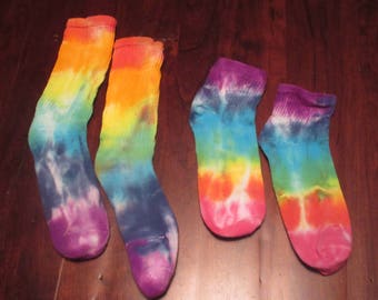 Rainbow Tie Dye Socks, Tie Dye Socks, Rainbow Socks, Colorful Socks, Tie-Dyed Socks, Women's Socks, Hippie Socks
