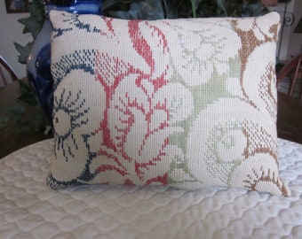 Primitive Antique Coverlet Pillow Red, Navy, Green, Mustard
