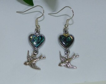 Abalone earrings and a swallow