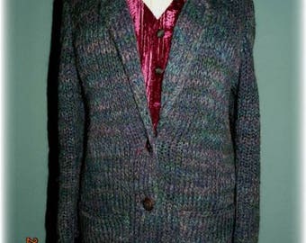 Vintage Hand Knit Wool Cardigan Sweater