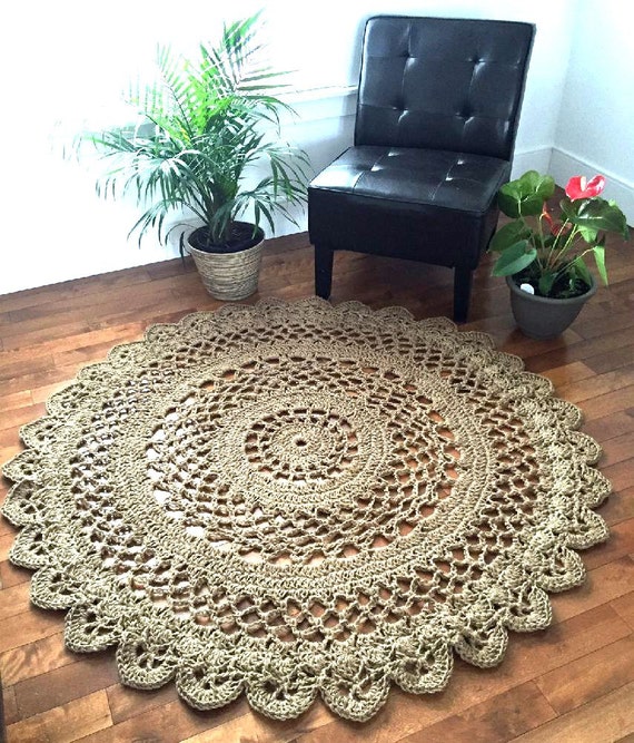 Giant crochet doily rug giant jute rug large jute rug 4.10