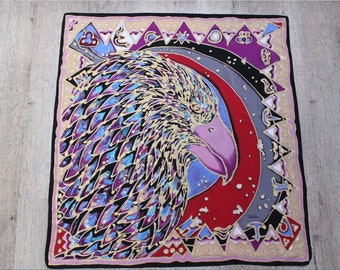 Designer scarf.Vintage silk scarf.Tino Lauri.Italian design.Antique thing.Scarf collection.Eagle scarf.Woman Scarf.Vintage Retro.Hand Paint