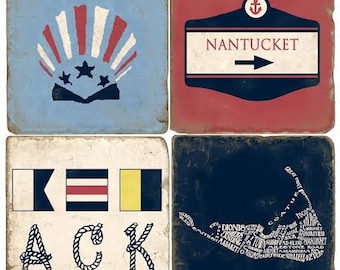 Nantucket Italian Marble Coasters