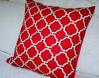 Stunning Red and White Geometric - 45 x 45cm Cushion Cover