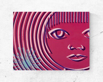 Digital print wall art, abstract portrait, minimalist canvas, bedroom decor, apartments decor, printed canvas, retro mid century modern art