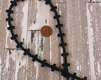 Crosses Black Tiny Howlite Stone Strand, Jewelry, Craft Supplies (1 Strand)
