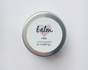 Moisturising, Handmade, Natural Lip Balm, Rose Flavour, Made From Shea Butter, Cocoa Butter, Beeswax
