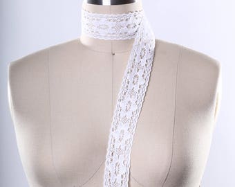 White Crotched Cluny Lace Trim/ Flower Star Design/ Straight Edged Ribbons/ Knitted Working/ Cotton Lace