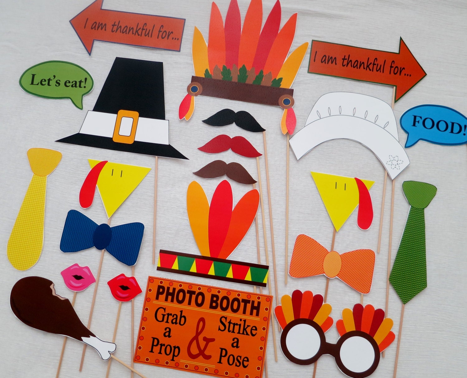 PDF Thanksgiving Day Photo Booth Props PRINTABLE DIY