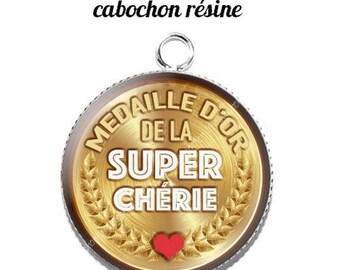 20 mm resin cabochon pendant medal sweetheart... 5