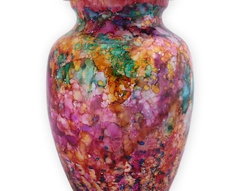 Hand Painted Child Urn, Kaleidoscope Urn, Painted Pink Urn