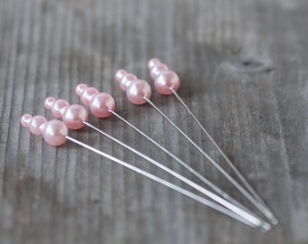 Large Corsage Pins, Pearl Pink Head Pins, Decorative Pins, 90mm pins, Wedding Bouquet Pins, Bouquet Pins, Triple Head Pins, Wedding Decor