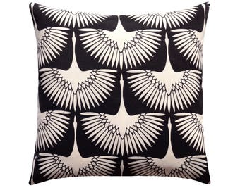 Black Cream Outdoor Pillow Cover, Flock Black Outdoor Throw Pillow, Flamingos Patio Pillow Cover, Modern Black Pillow Cover, Black Pillow