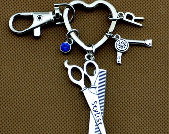 Scissors keychain, hairstylist jewelry, hairdresser jewelry, hairdresser gift, Hair stylist keyring, cosmetologist gift, beautician gift 955