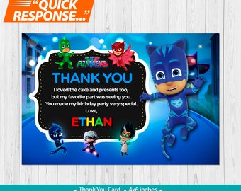 PJ Masks Thank You CARDS // Pj Masks Birthday Party // Pj Mask Party // Catboy Birthday // Custom PRINTABLE Digital File, vB
