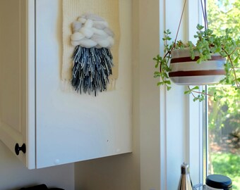 Rain Cloud Weaving, Rain Cloud Art, Weather Wall Art, Modern Weaving, Cute Woven Art, Kids Decor, Weather Weaving, Baby Boy, Nursery Decor