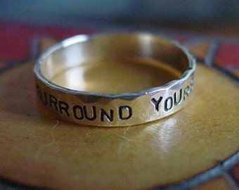 4.5mm Hand Forged CUSTOM sterling silver SENTIMENT ring - Creative Mode