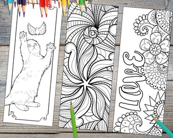 instant download bookmark coloring horse animal flower