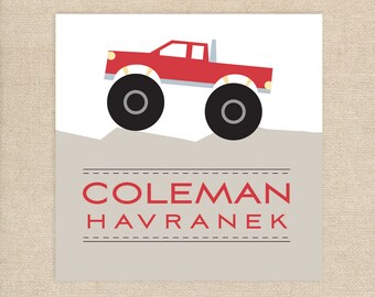 25 Personalized Monster Truck Gift Tags