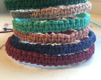 Adjustable Hemp Bracelet, 25 Colors To Choose From, Custom Bracelet, Hemp Jewelry, Natural, Stackable Bracelet