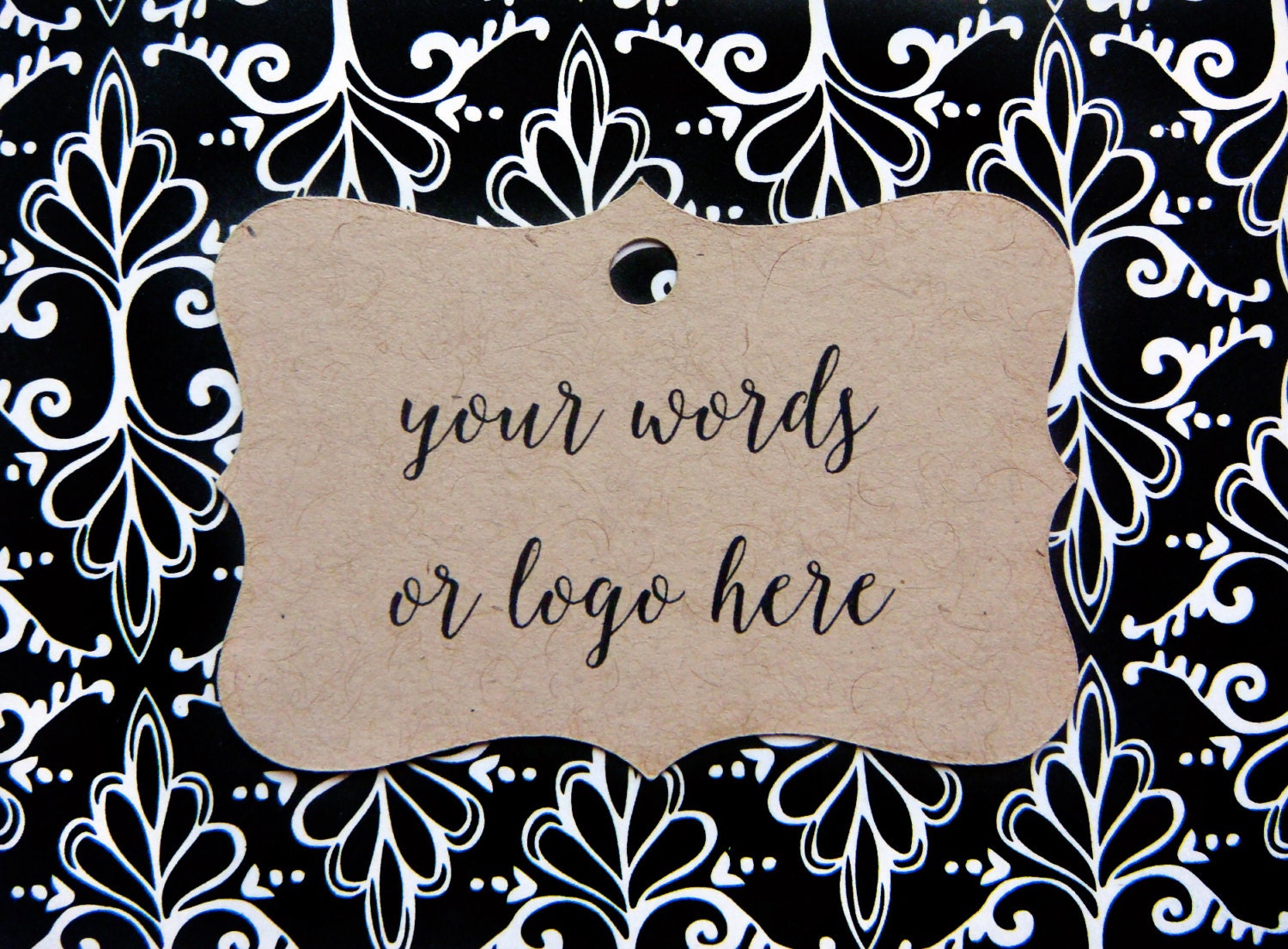 40 custom fancy tags with your words or logo 2 x