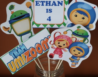Team Umizoomi Theme - Centerpiece Skewers - Geo, Milli, Bot - Birthday Centerpieces