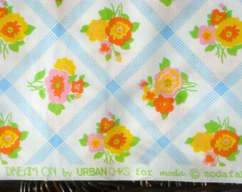 Price DROP : Urban Chiks Dream On blue trellis moda fabric Fat Quarter or more