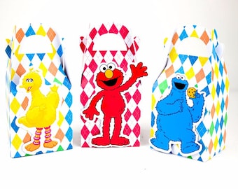 Sesame street favor boxes, Elmo favor boxes, Elmo Birthday themed party supplies, Elmo party favor boxes, Favor bags