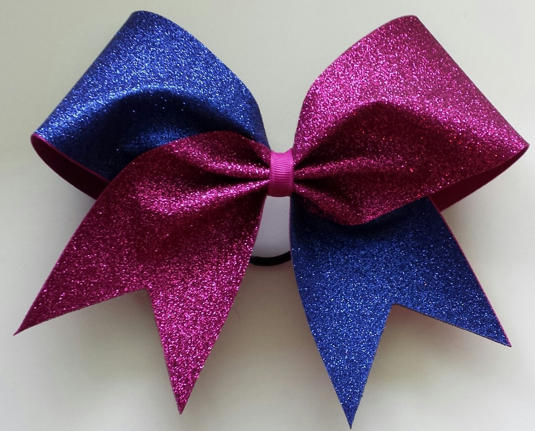 Royal blue and pink cheer bow