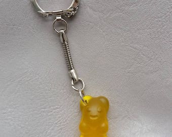 Keychain resin Teddy bear candy lemon yellow