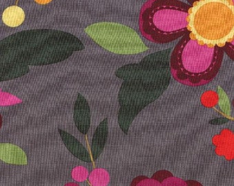 Moda Rooftop Garden Large Floral in Steel 100% Quilters Cotton Available in Yards, Half Yards and Fat Quarters