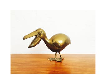 Large Vintage Brass Pelican