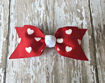 Valentine Toddler Bow Red Heart Tuxedo Bow Red Heart Toddler Hair Bow 3 Inch Alligator Clip Baby Hairbow Tuxedo Bow 3 Inch Valentine Bow
