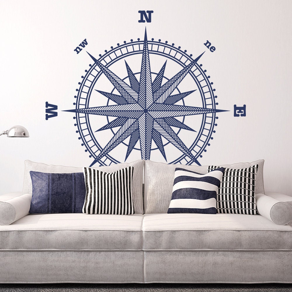 Compass Rose Vinyl Wall Or Ceiling Decal Many Sizes To Pick