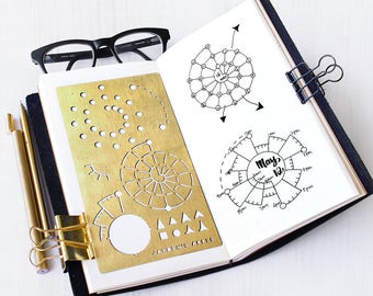 Bullet Journal Stencil, Spiraldex Stencil, Chronodex Stencil, Planner Stencil - fits A5 journal & Midori Regular (Spiraldex L)