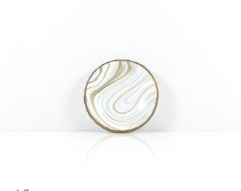 Marbled Clay Bowl // Ring Dish // Jewelry Holder // Trinket Dish // Gold and White