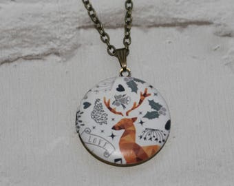 Deer Locket Necklace, Fawn Necklace, Woodland Jewelry, Animal Jewelry