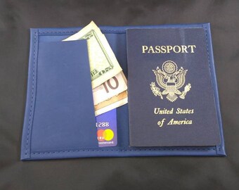 Blue Leather Passport Cover