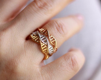 Sterling Silver DNA ring , Gold DNA Ring , Chemistry Ring , Science Ring , Molecule Ring , Dainty Ring , Minimalist Ring