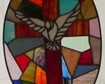 Stained Glass Cross, Stained Glass Cross with Dove